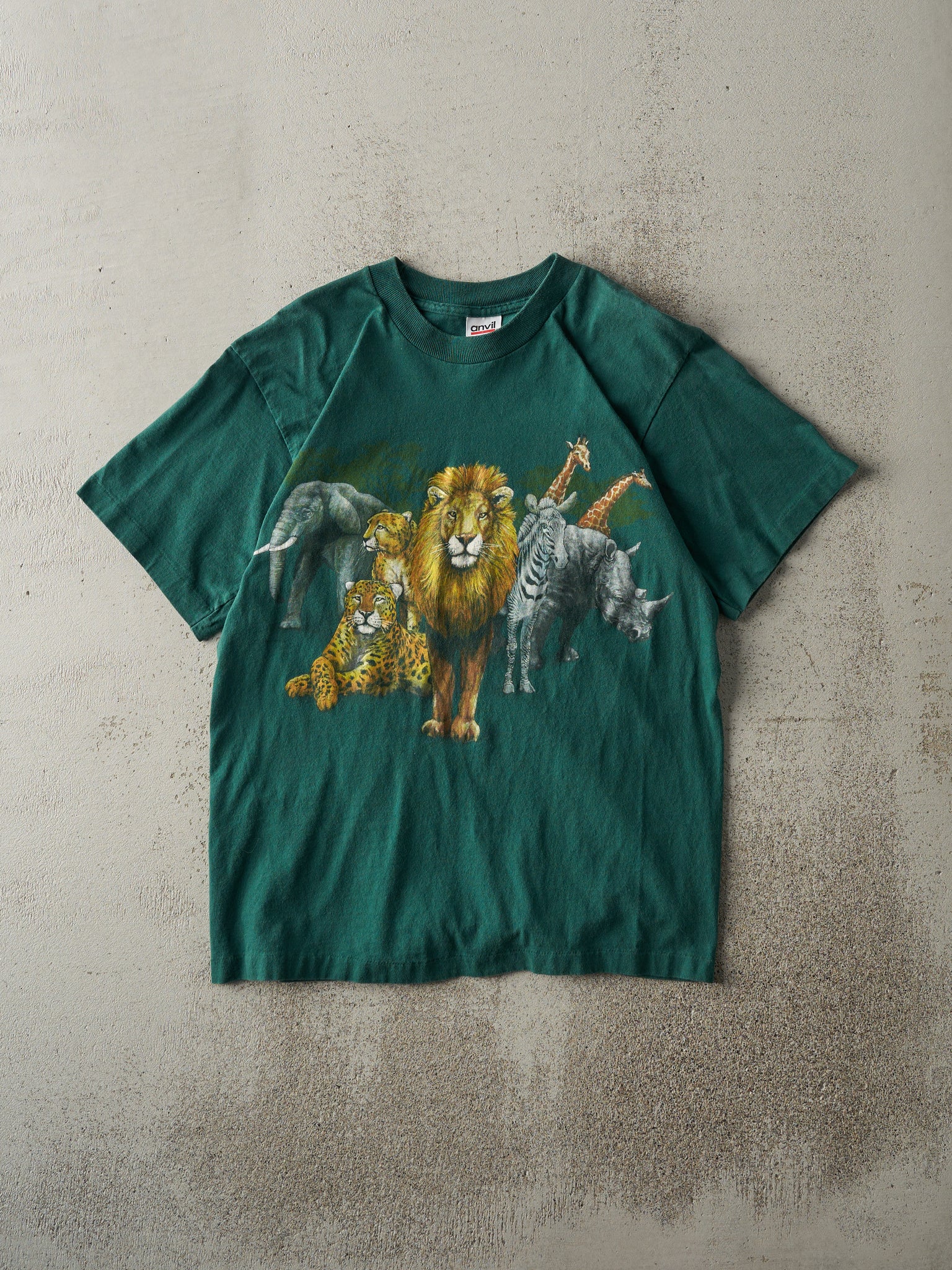 Vintage 90s Forest Green Animals Tee (XS/S)
