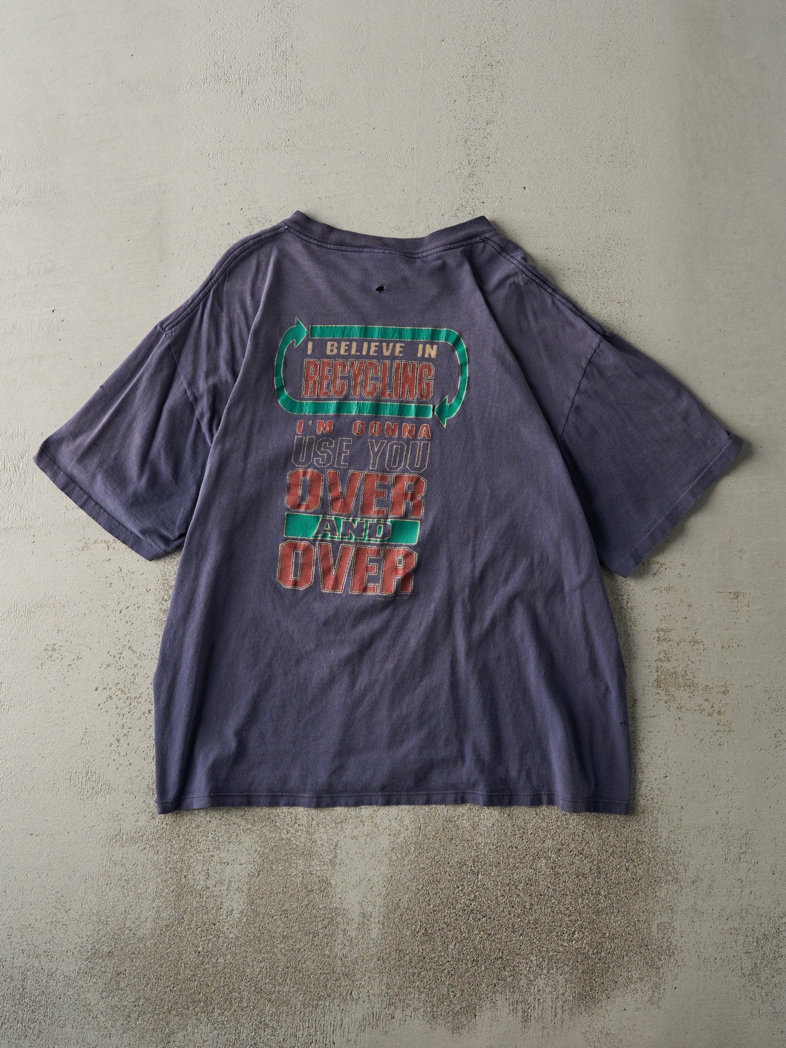 Vintage 90s Navy Blue Recycle University Tee (L)