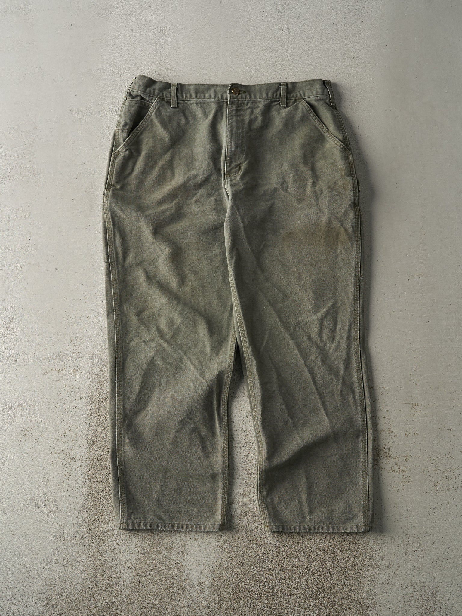 Vintage Y2K Green Dungaree Fit Carhartt Carpenter Pants (36x29)