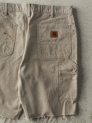 Vintage Y2K Beige Dungaree Fit Carhartt Cut Off Carpenter Shorts (36x10)