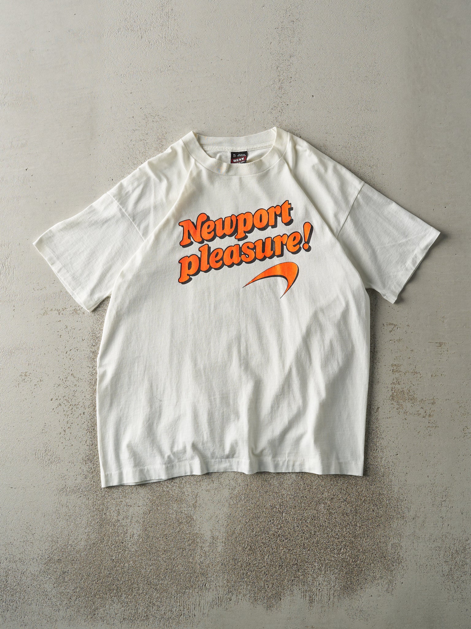 Vintage 90s White Newport Cigarettes Single Stitch Tee (M/L)