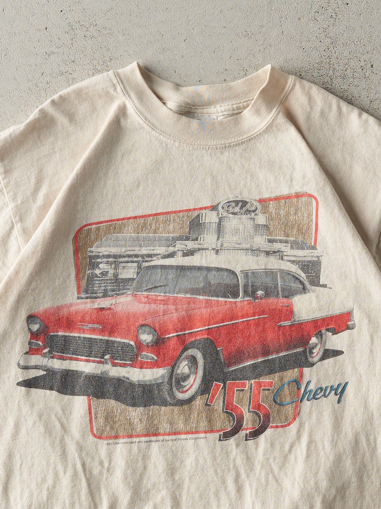 Vintage Y2K Beige 55' Chevy Tee (S/M)