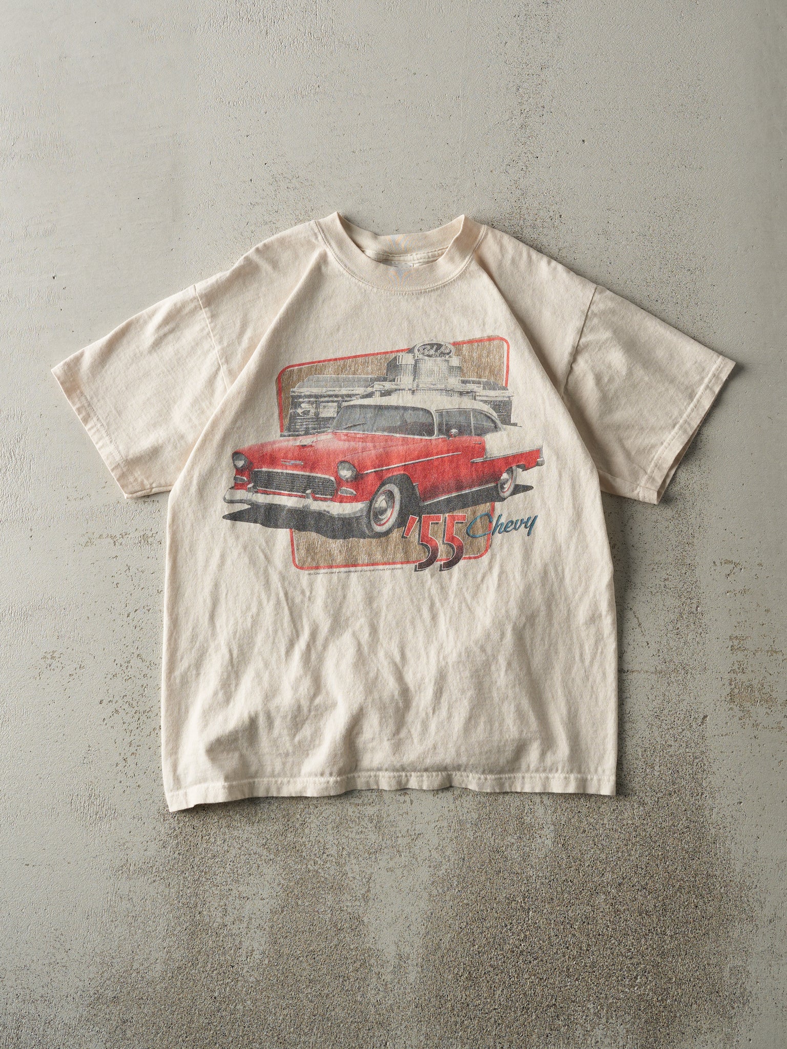 Vintage Y2K Beige 55' Chevy Tee (S/M)