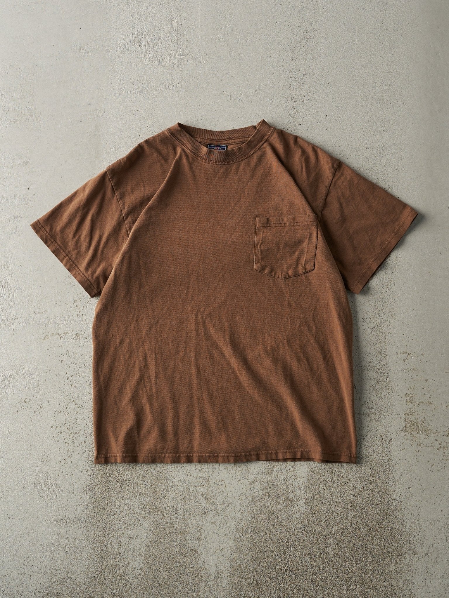 Vintage 90s Brown Blank Pocket Tee (M)
