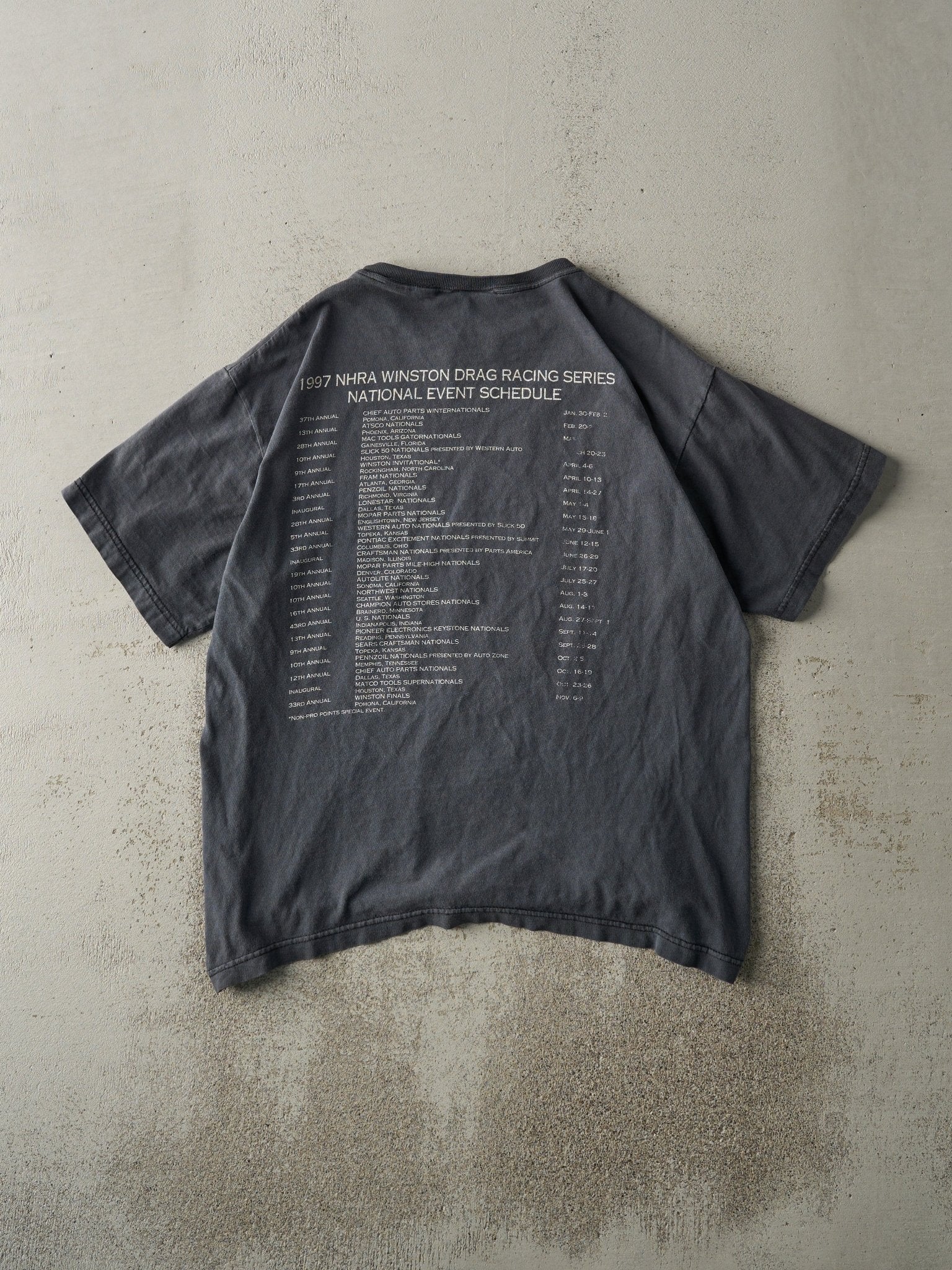 Vintage 97' Faded Black NHRA Winston Drag Racing Tee (M)