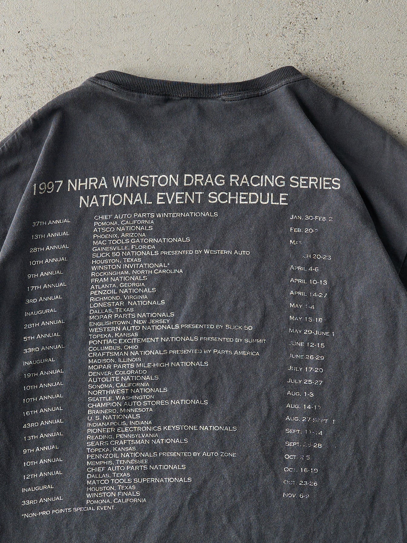 Vintage 97' Faded Black NHRA Winston Drag Racing Tee (M)