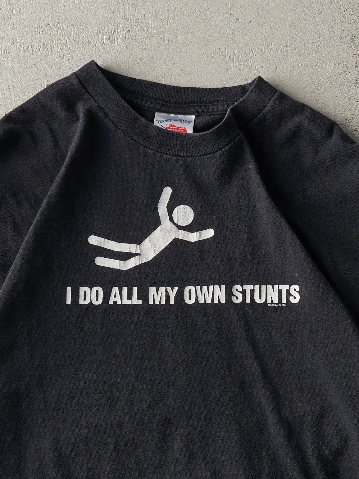 Vintage Y2K Black Stunts Slogan Tee (M)
