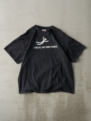 Vintage Y2K Black Stunts Slogan Tee (M)