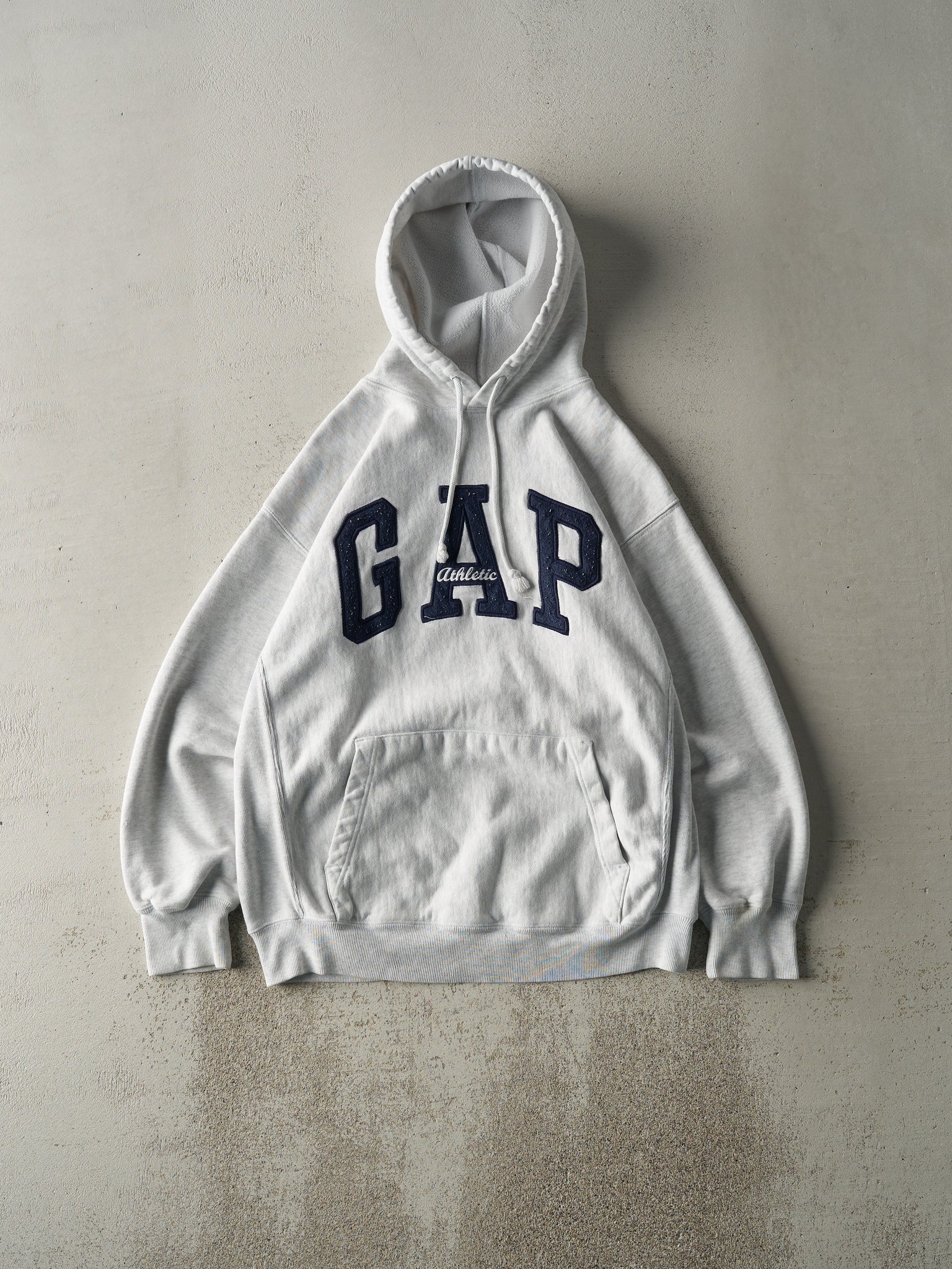 Vintage Y2K Heather Grey & Navy Oversized Gap Hoodie (M)