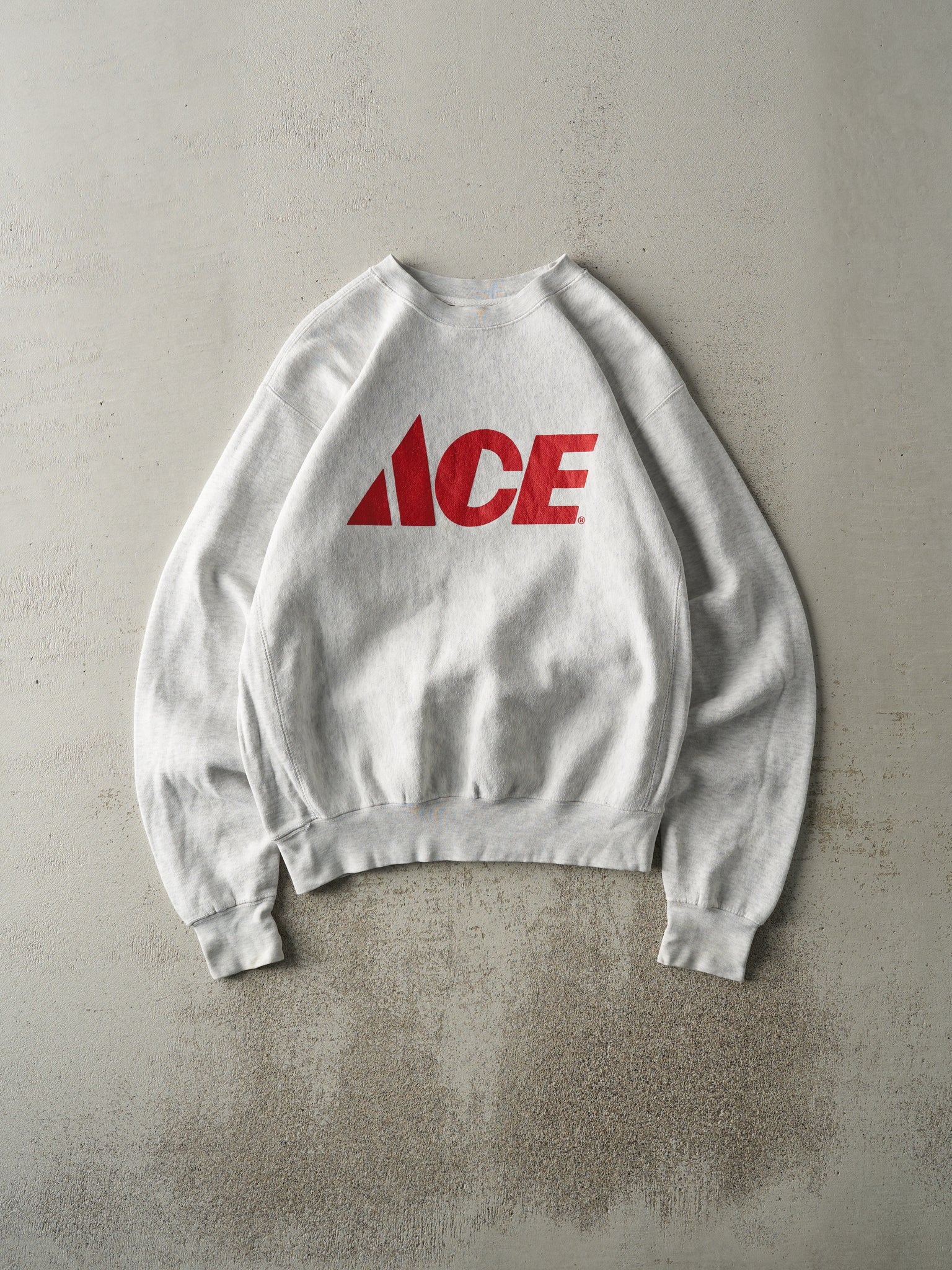 Vintage 90s Heather Grey Ace Boxy Crewneck (M)