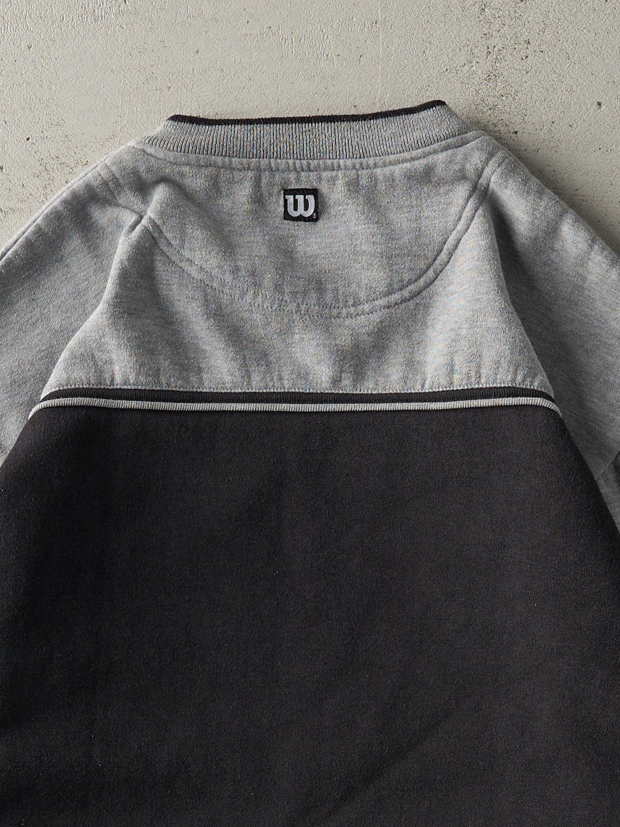 Vintage Y2K Grey & Black Embroidered Wilson V Neck Sweatshirt (M/L)