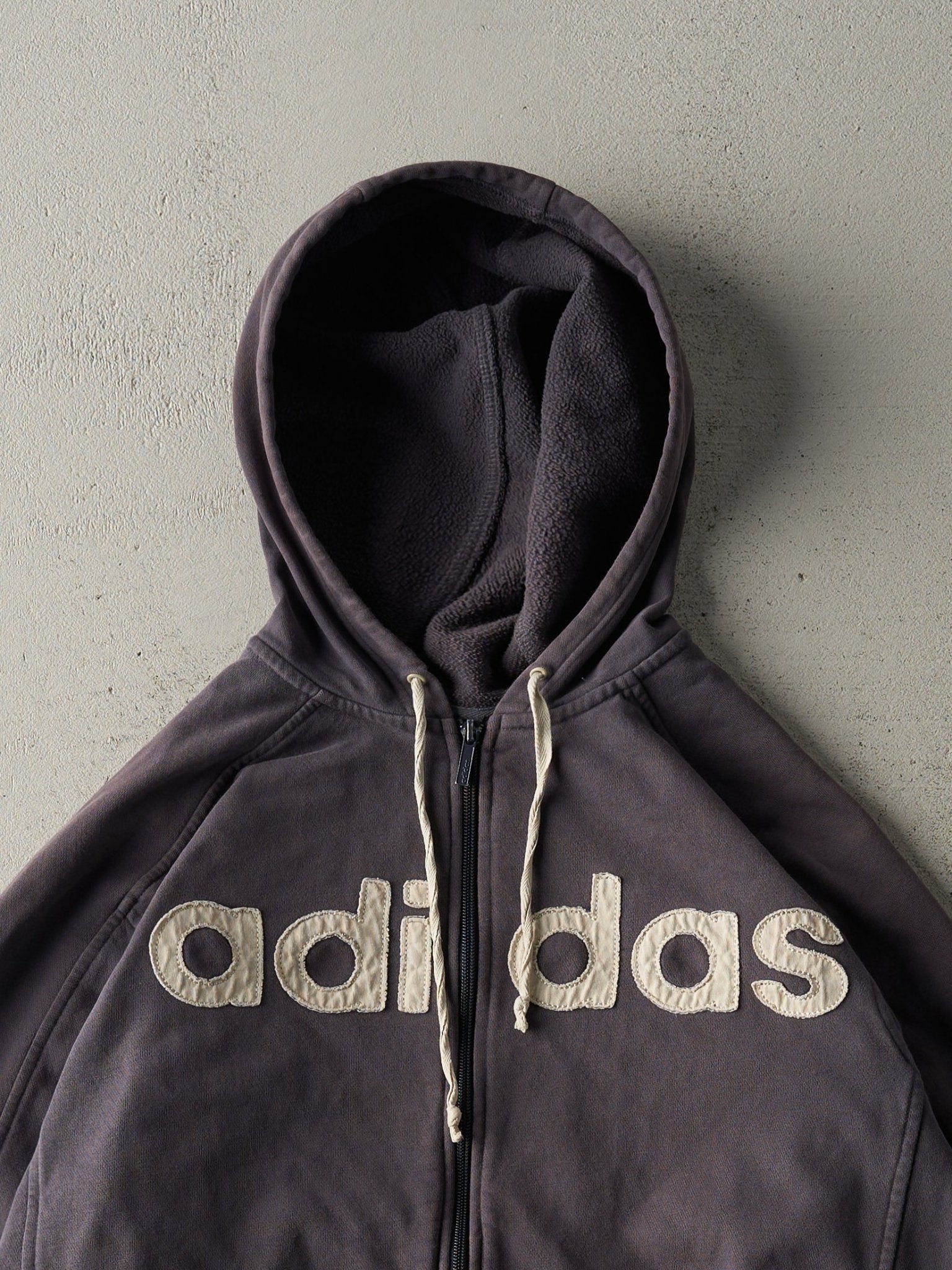 Vintage Y2K Charcoal Grey Adidas Zip Up Hoodie (M/L)