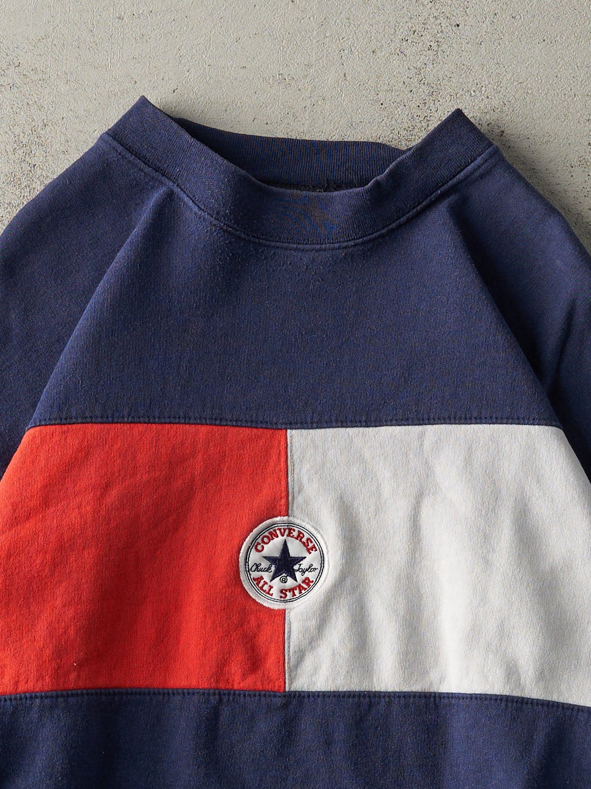 Vintage 90s Navy, Red & White Converse All Star Boxy Crewneck (L)