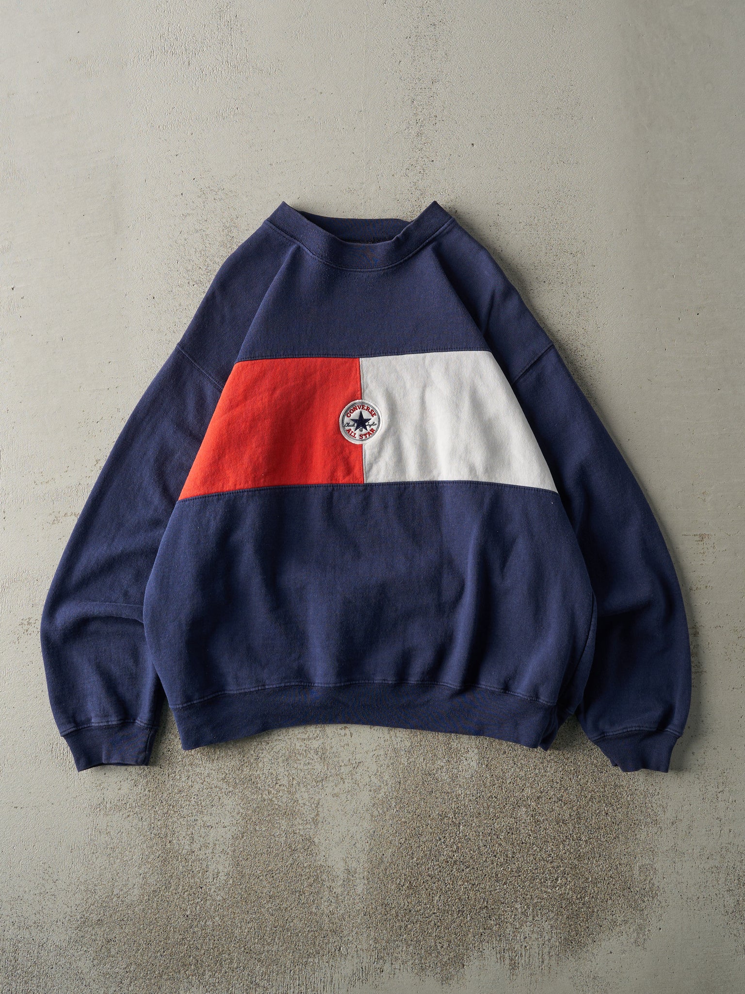 Vintage 90s Navy, Red & White Converse All Star Boxy Crewneck (L)
