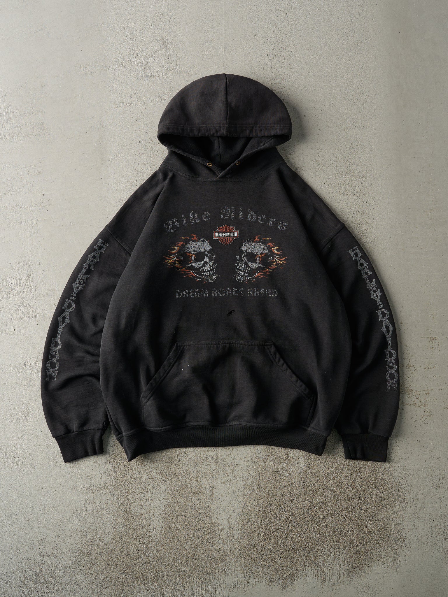 Vintage Y2K Black Harley Davidson Hoodie (L)