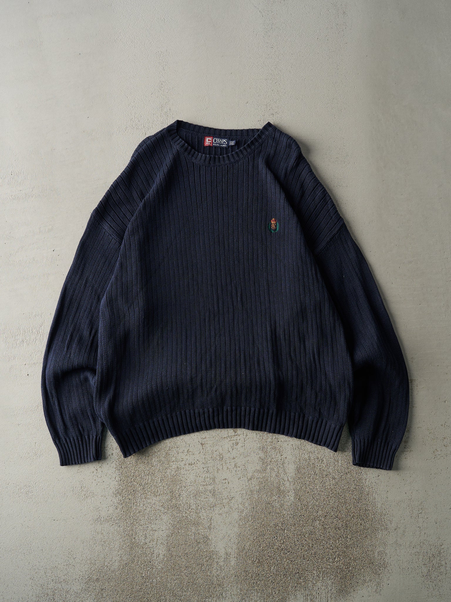 Vintage Y2K Navy Blue Ralph Lauren Knit Sweater (XL)