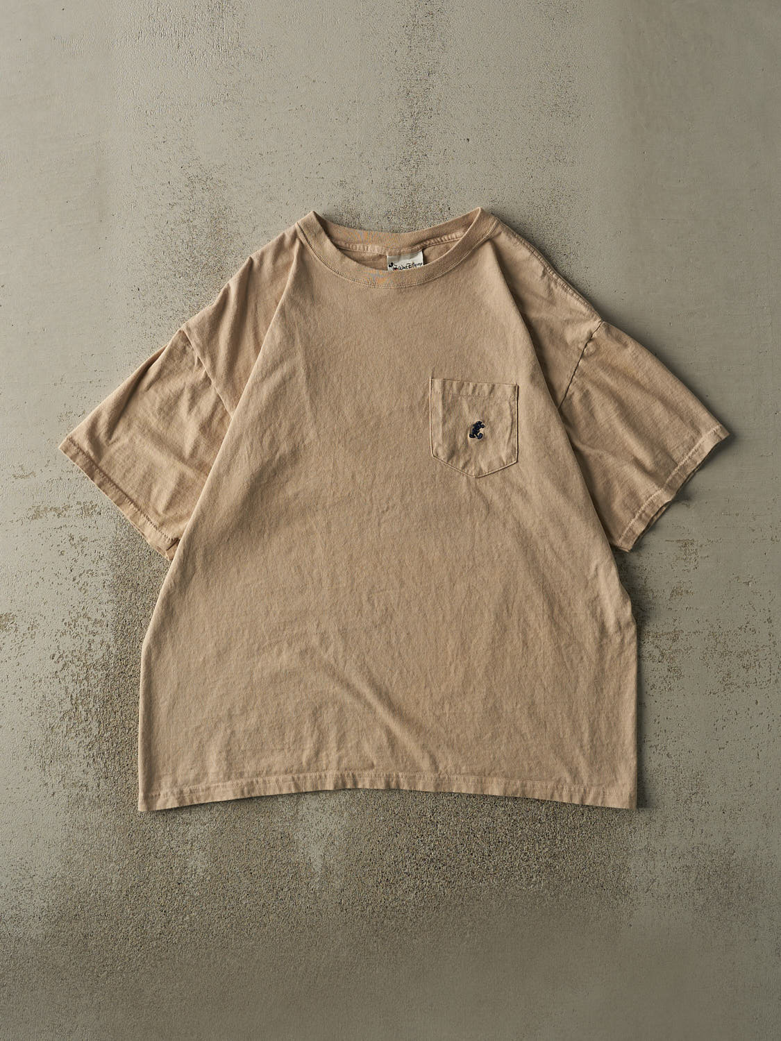 Vintage Y2K Beige Embroidered Disney World Pocket Tee (XL)
