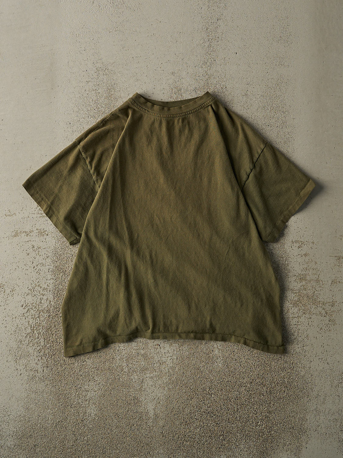 Vintage 90s Sun Faded Green Blank Boxy Tee (M)
