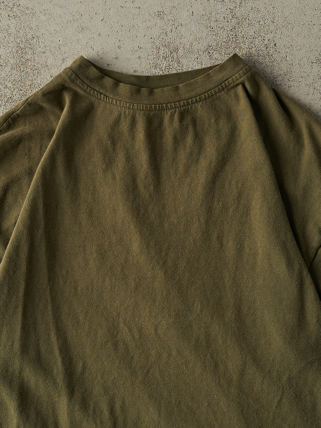 Vintage 90s Sun Faded Green Blank Boxy Tee (M)