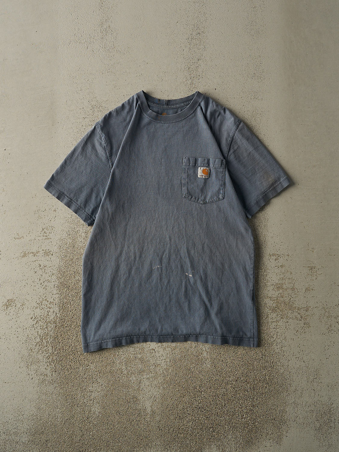 Vintage Y2K Sun Faded Blue Carhartt Pocket Tee (S/M)