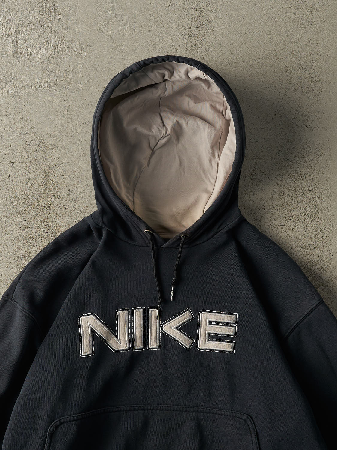 Vintage Y2K Faded Black Nike Embroidered Hoodie (XL)