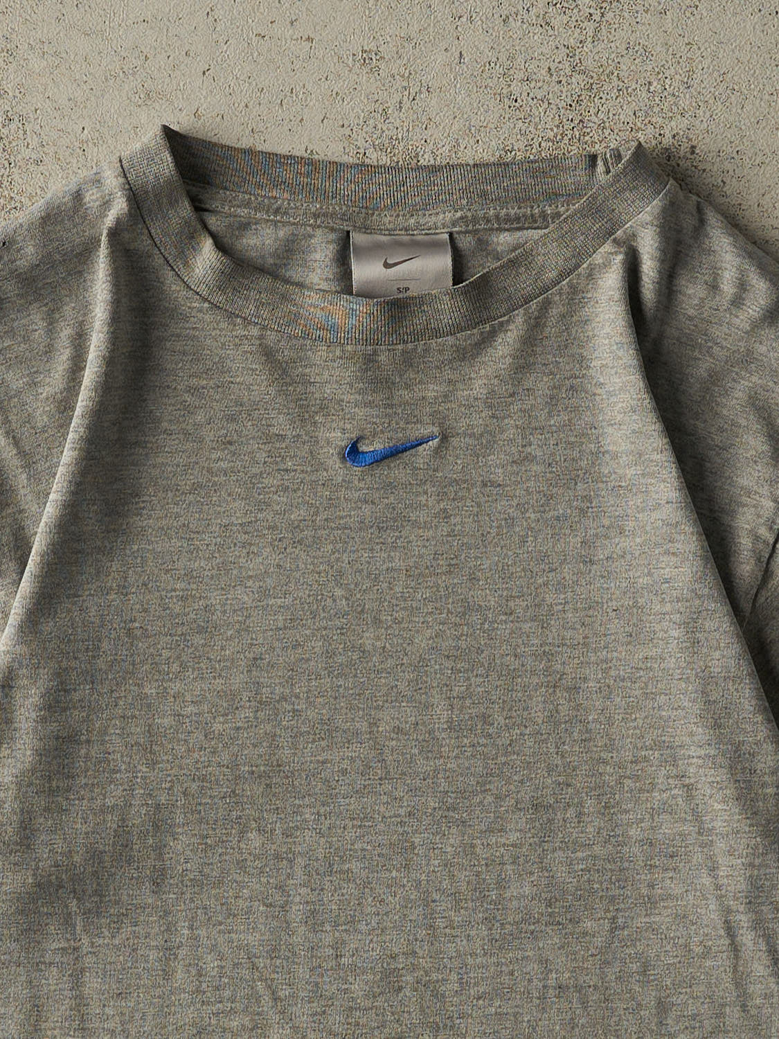 Vintage Y2K Grey Nike Embroidered Swoosh Tee (S/M)