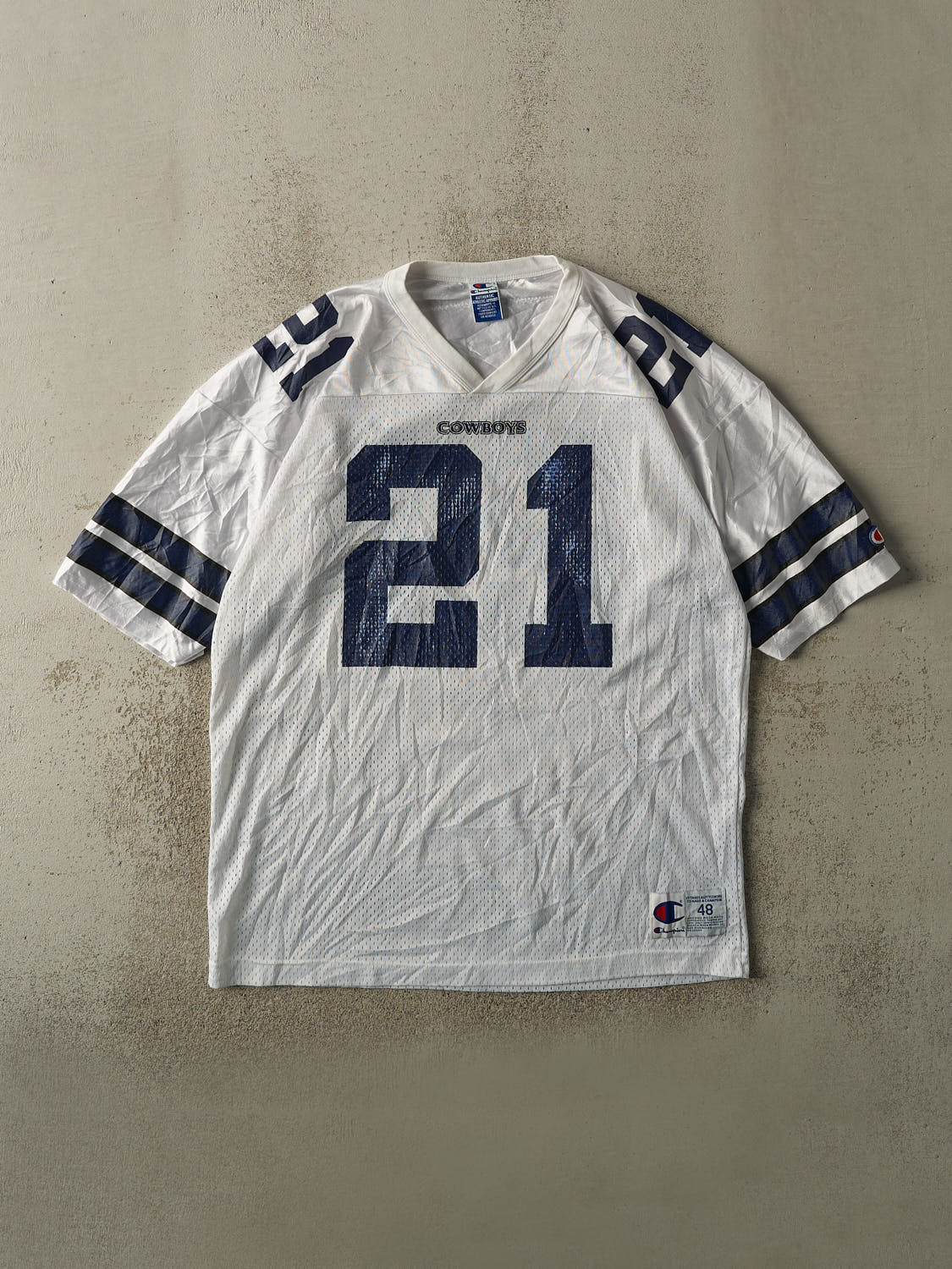 Vintage 90s White Dallas Cowboys #21 Deon Sanders Football Jersey (XL/XXL)