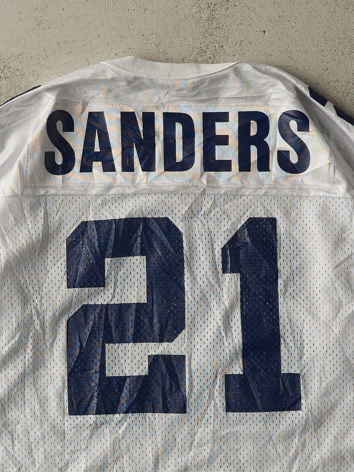 Vintage 90s White Dallas Cowboys #21 Deon Sanders Football Jersey (XL/XXL)