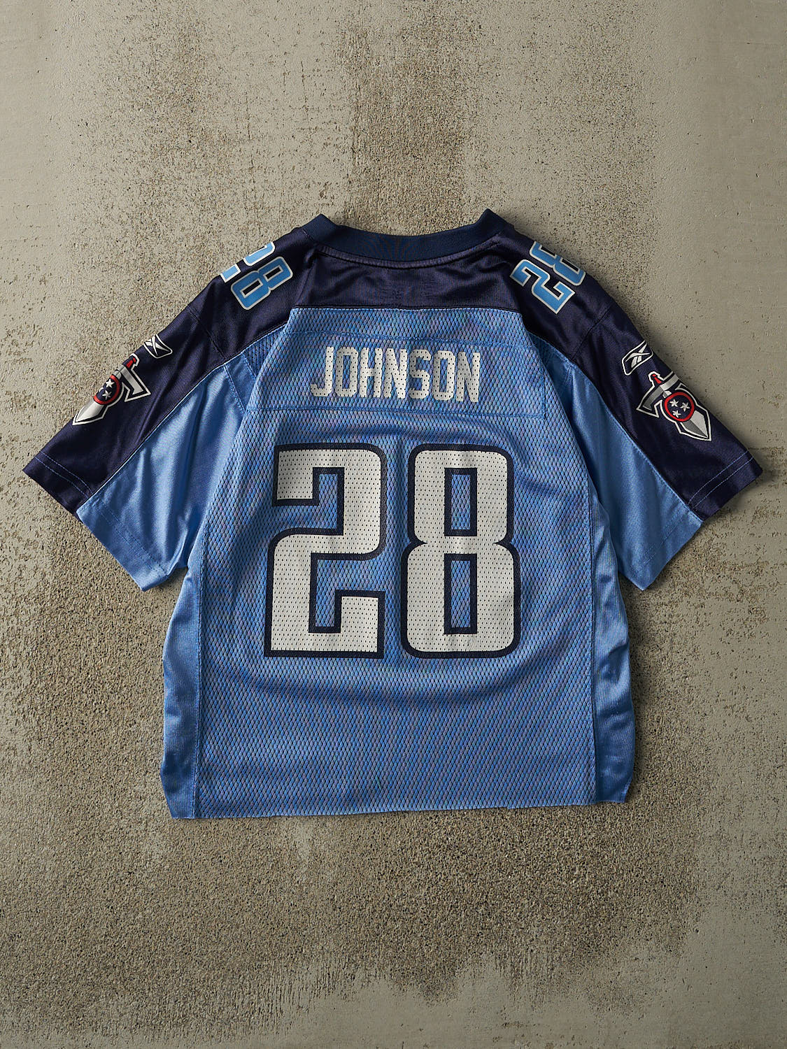 Vintage Y2K Blue Tennessee Titans #28 Chris Johnson Cropped