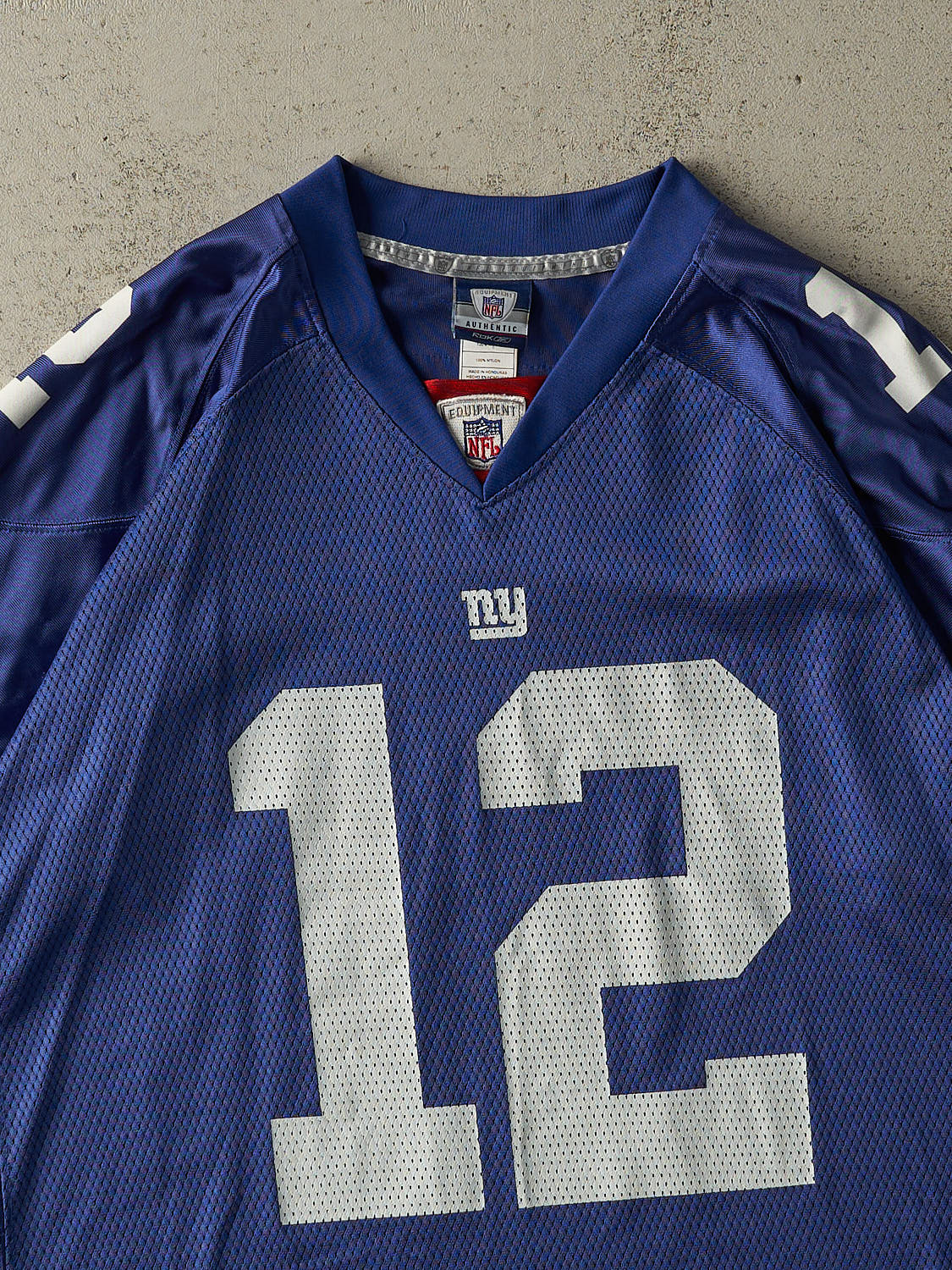 Vintage Y2K Blue New York Giants #12 Steve Smith Cropped Football Jersey (L/XL)