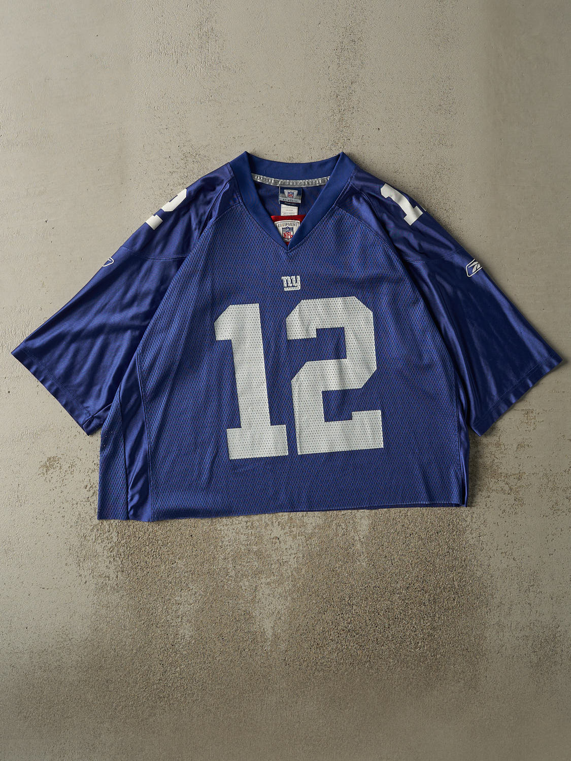 Vintage Y2K Blue New York Giants #12 Steve Smith Cropped Football Jersey (L/XL)