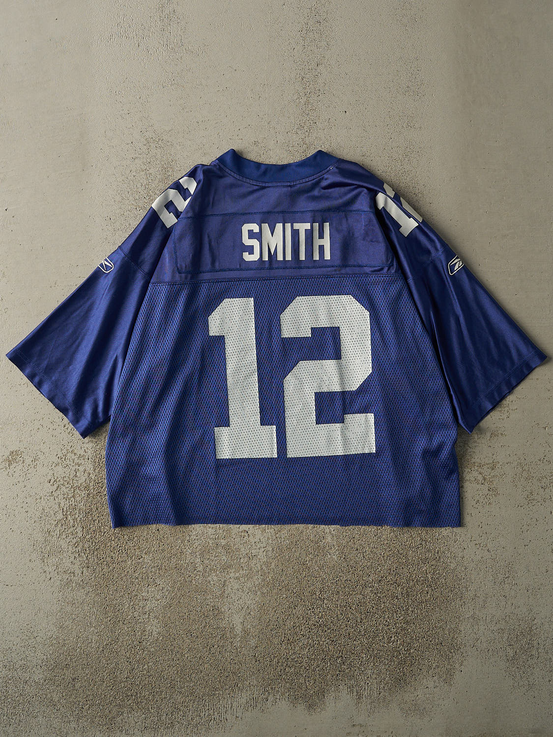 Vintage Y2K Blue New York Giants #12 Steve Smith Cropped Football Jersey (L/XL)