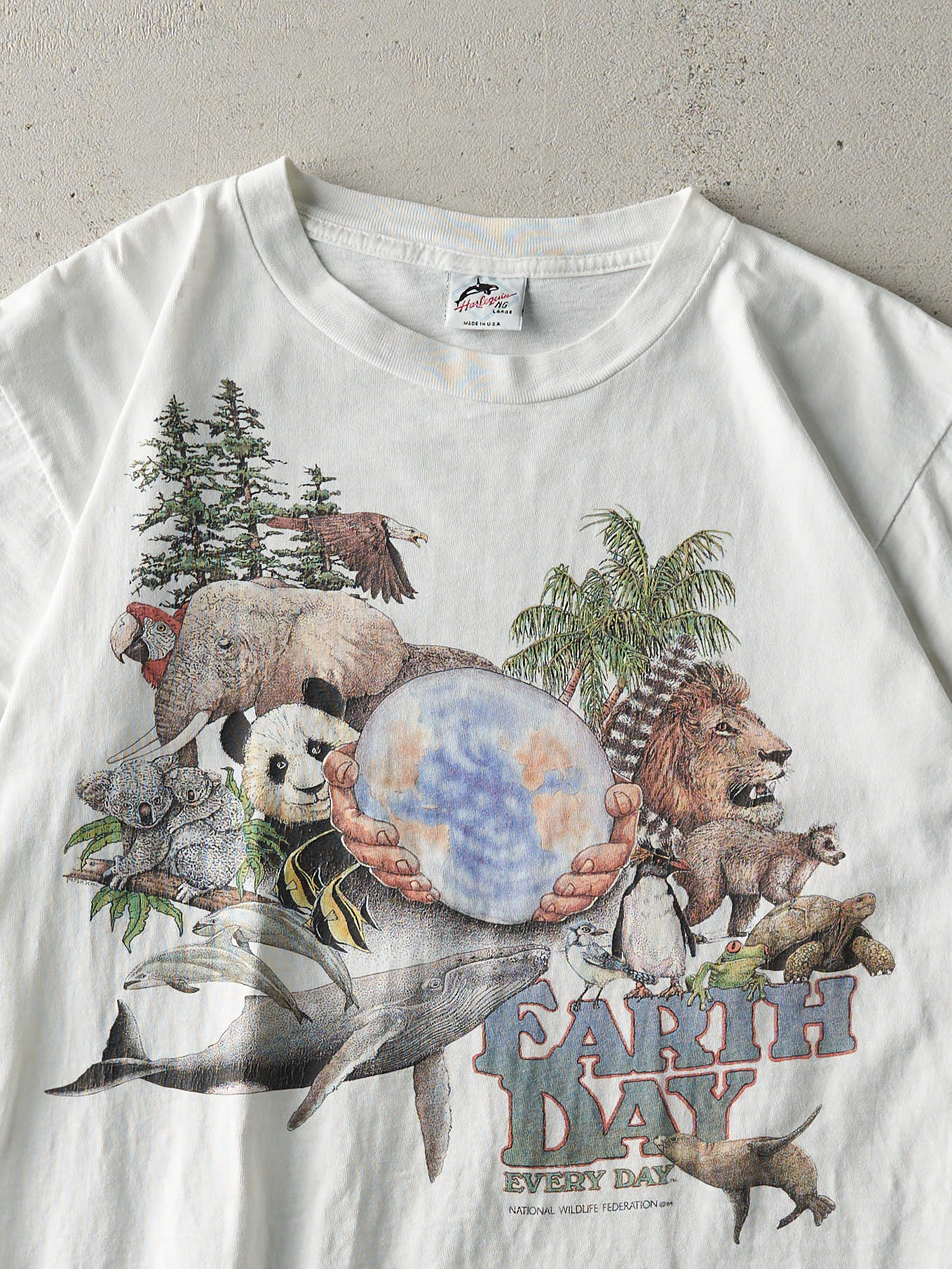 Vintage 90s White Earth Day Single Stitch Tee (S)
