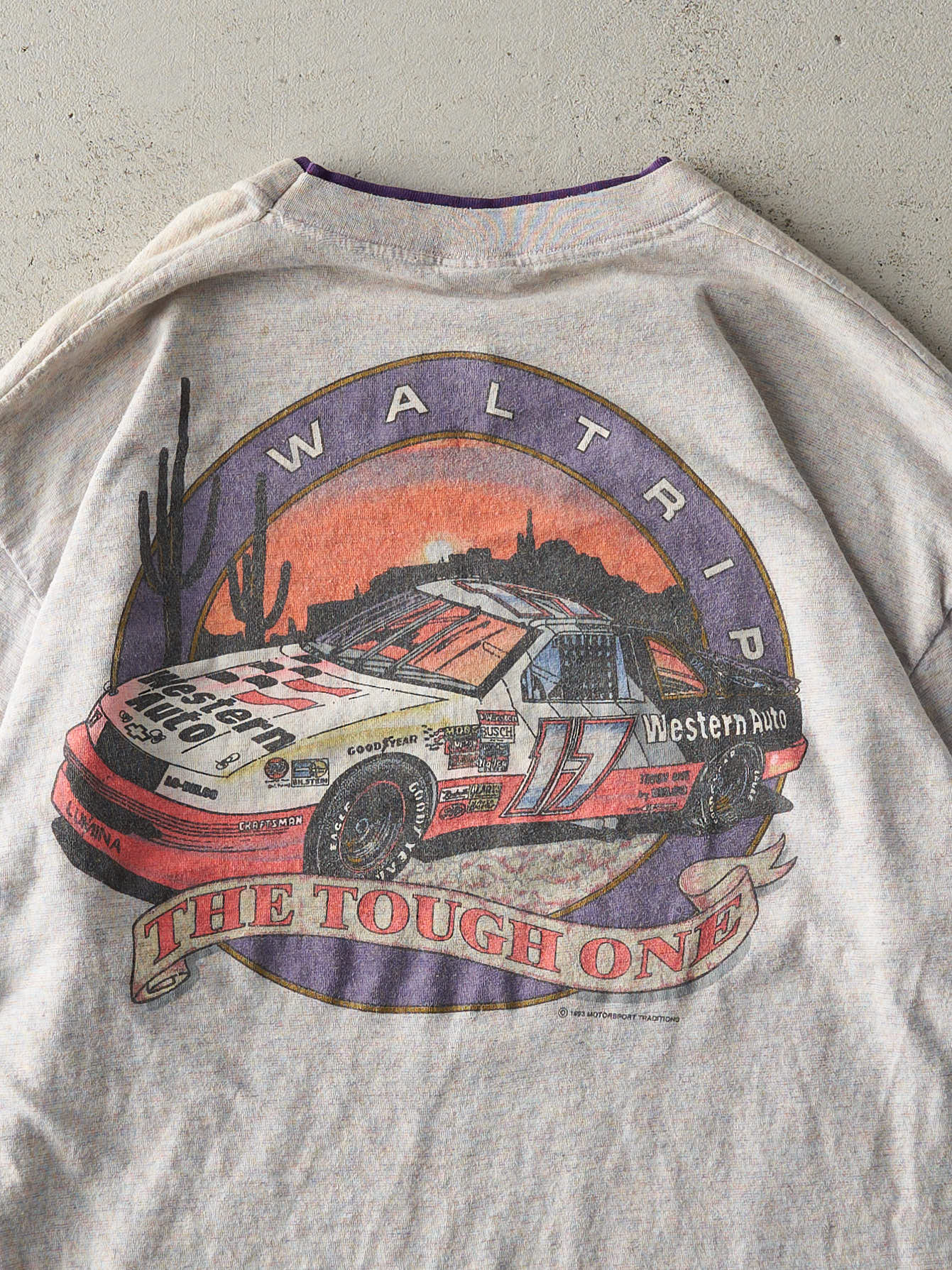 Vintage 93' Grey Darrell Waltrip Racing Double Neck Tee (M)