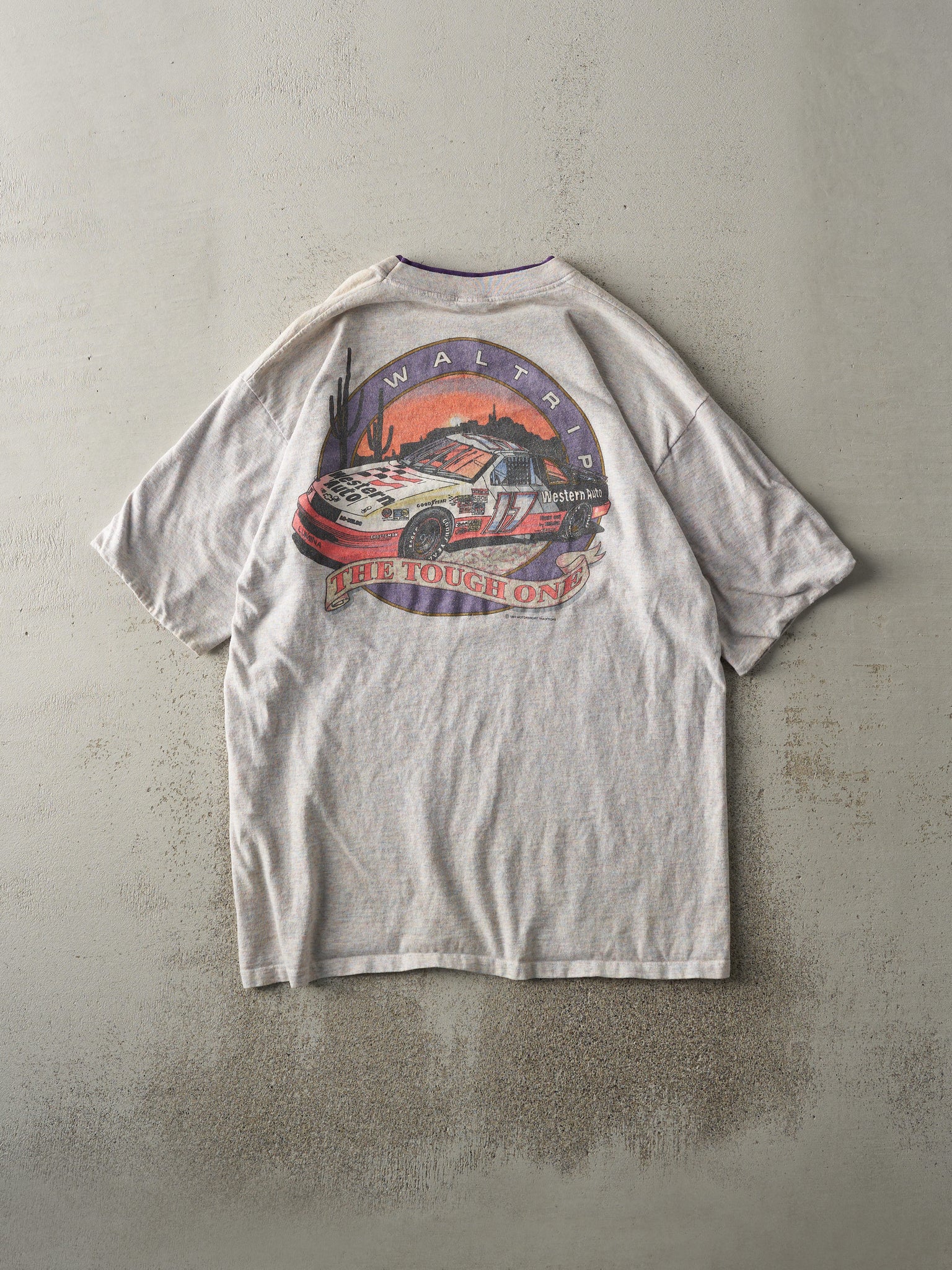 Vintage 93' Grey Darrell Waltrip Racing Double Neck Tee (M)