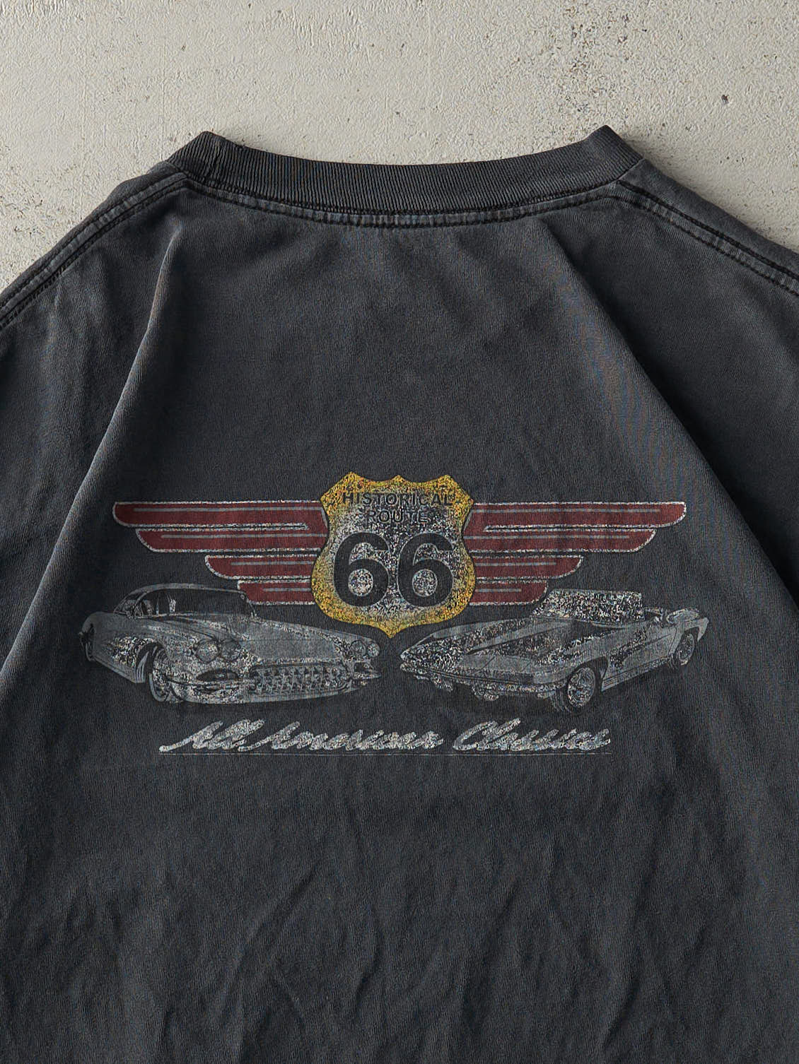 Vintage Y2K Black Route 66 All American Classic Tee (L)