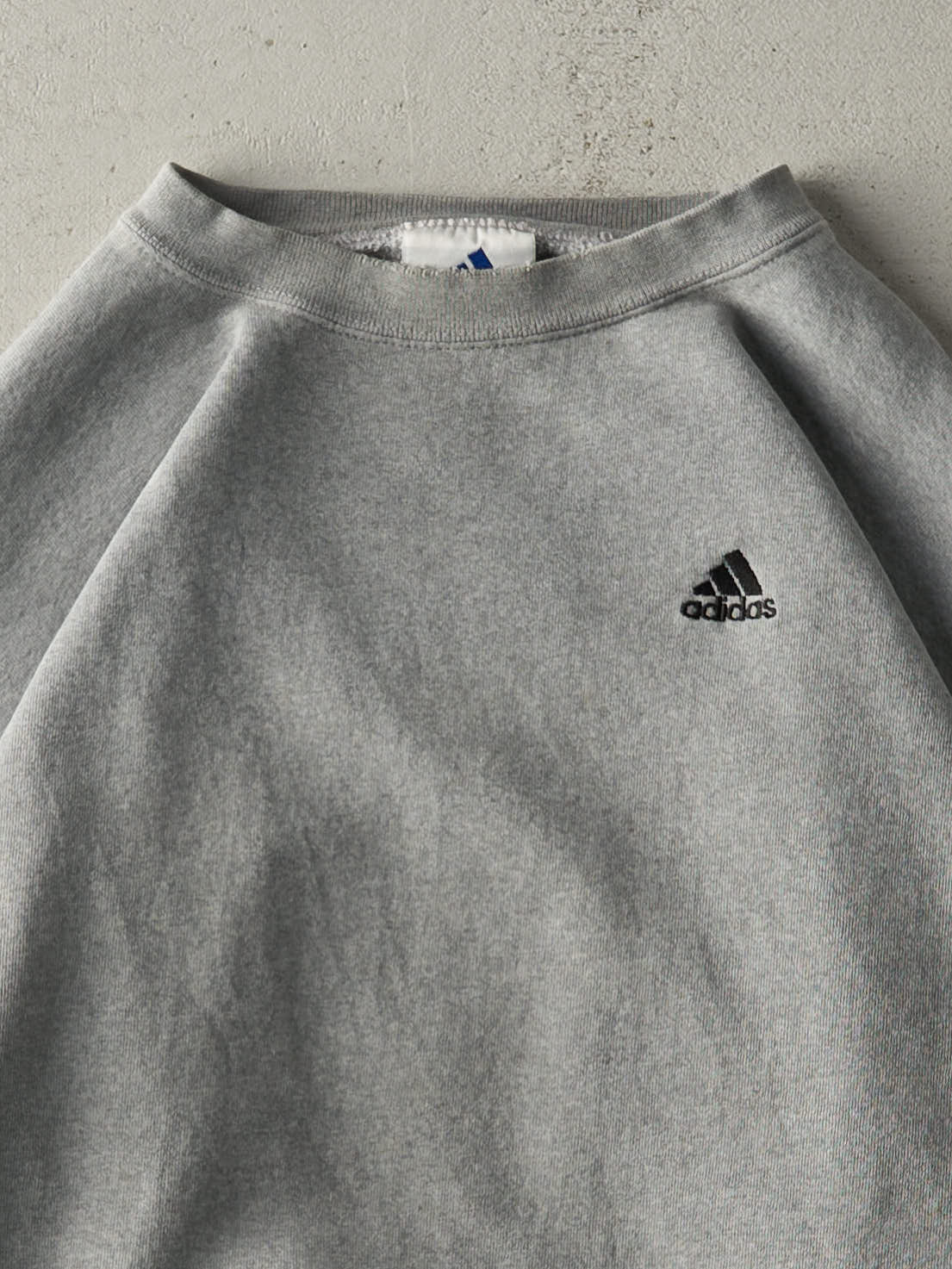 Vintage 90s Grey Embroidered Adidas Logo Crewneck (XL)