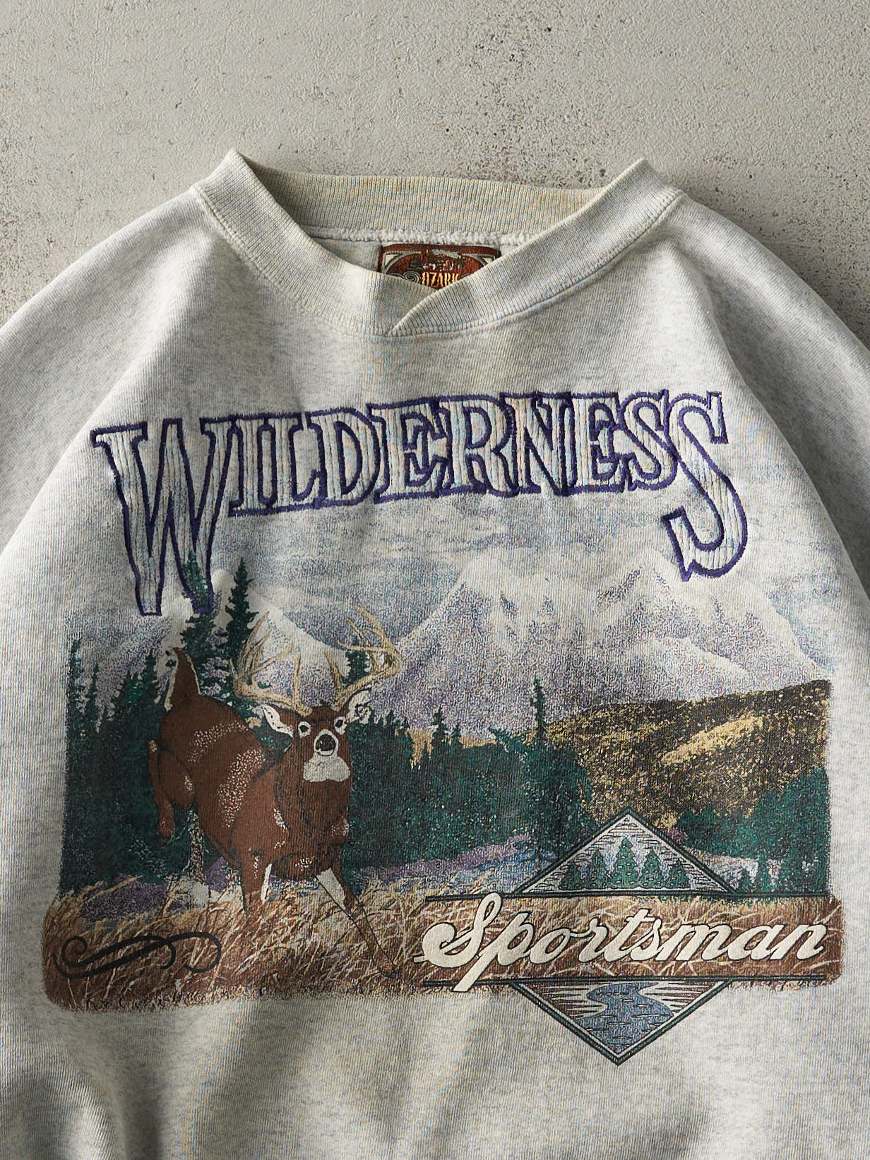 Vintage 90s Heather Grey Wilderness Outfitters Embroidered Crewneck (XL)