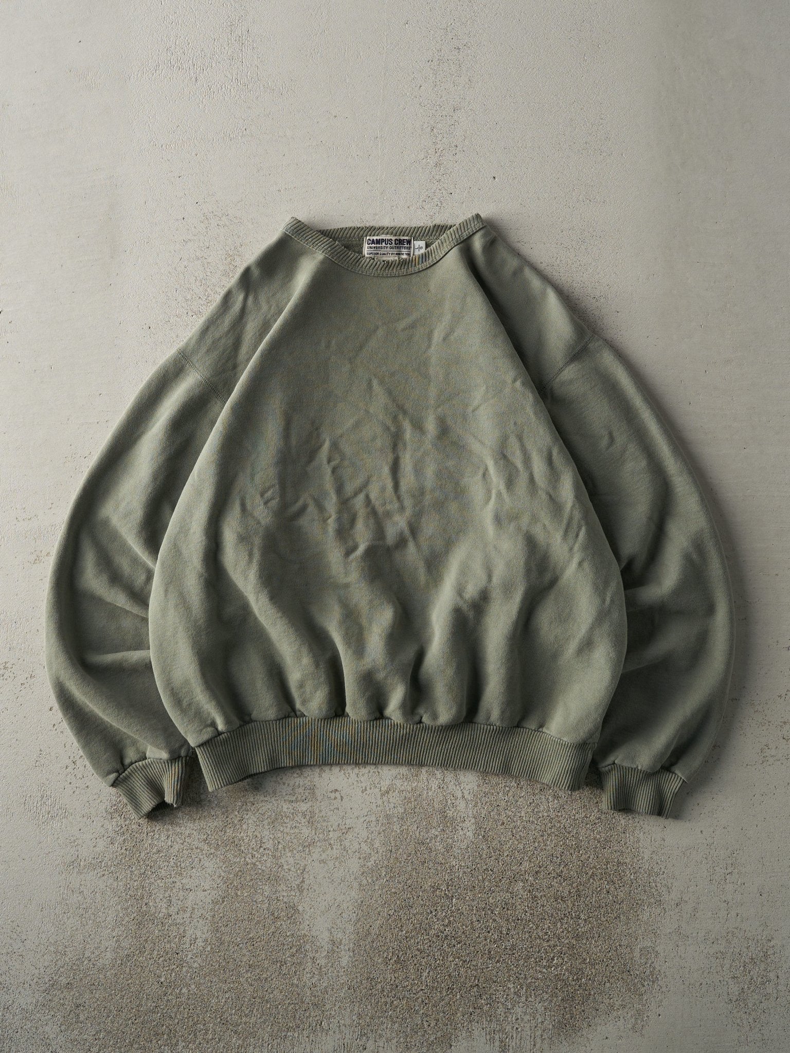 Vintage 90s Washed Green Blank Crewneck (L)