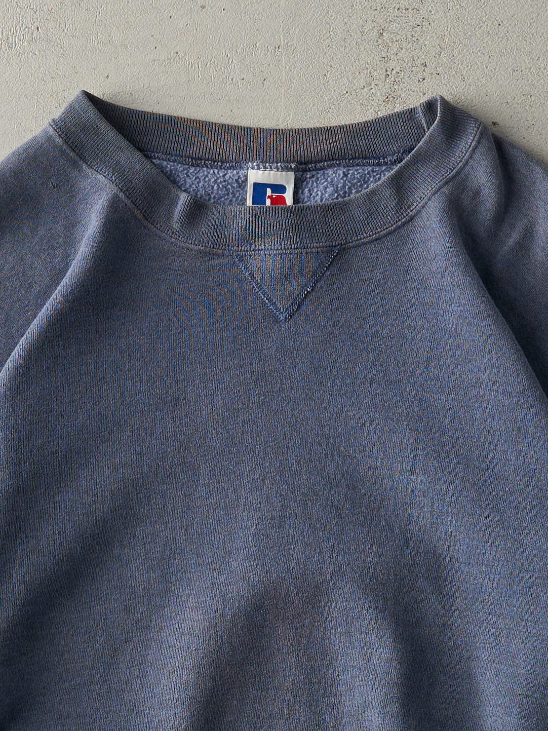 Vintage Y2K Washed Blue Russell Athletics Boxy Crewneck (XL)