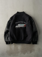 Vintage 90s Black Embroidered Praxair Varsity Jacket (XXL)