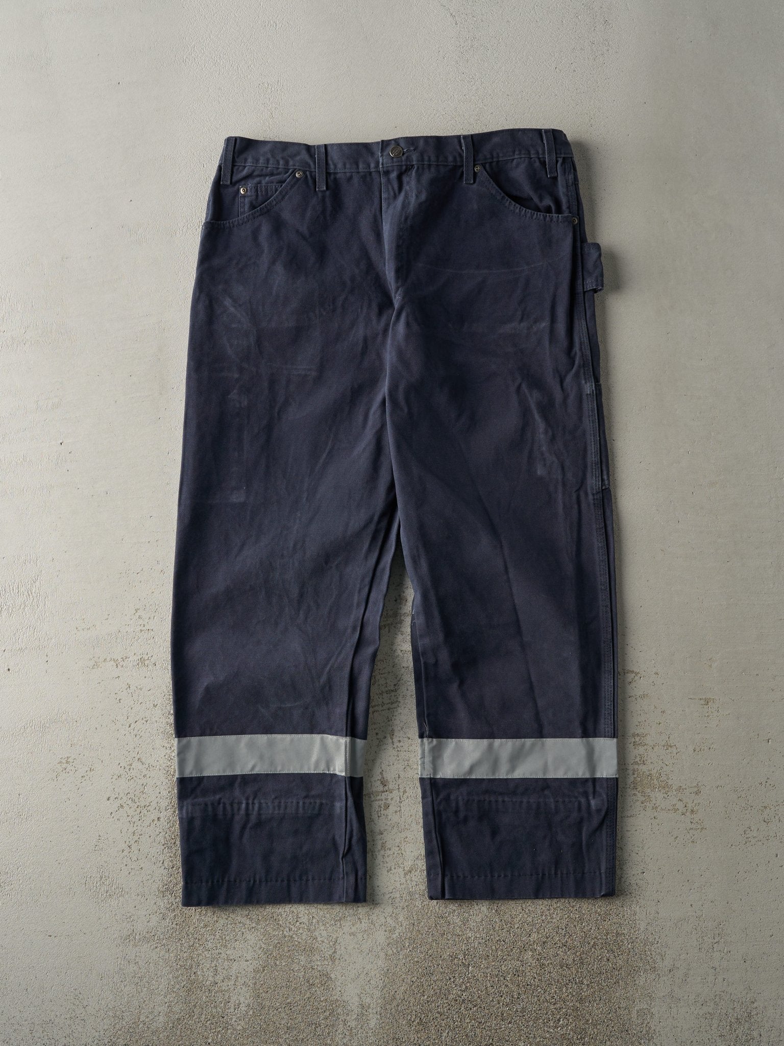 Vintage Y2K Navy Blue Dickies Reflective Carpenter Pants (37x29.5)