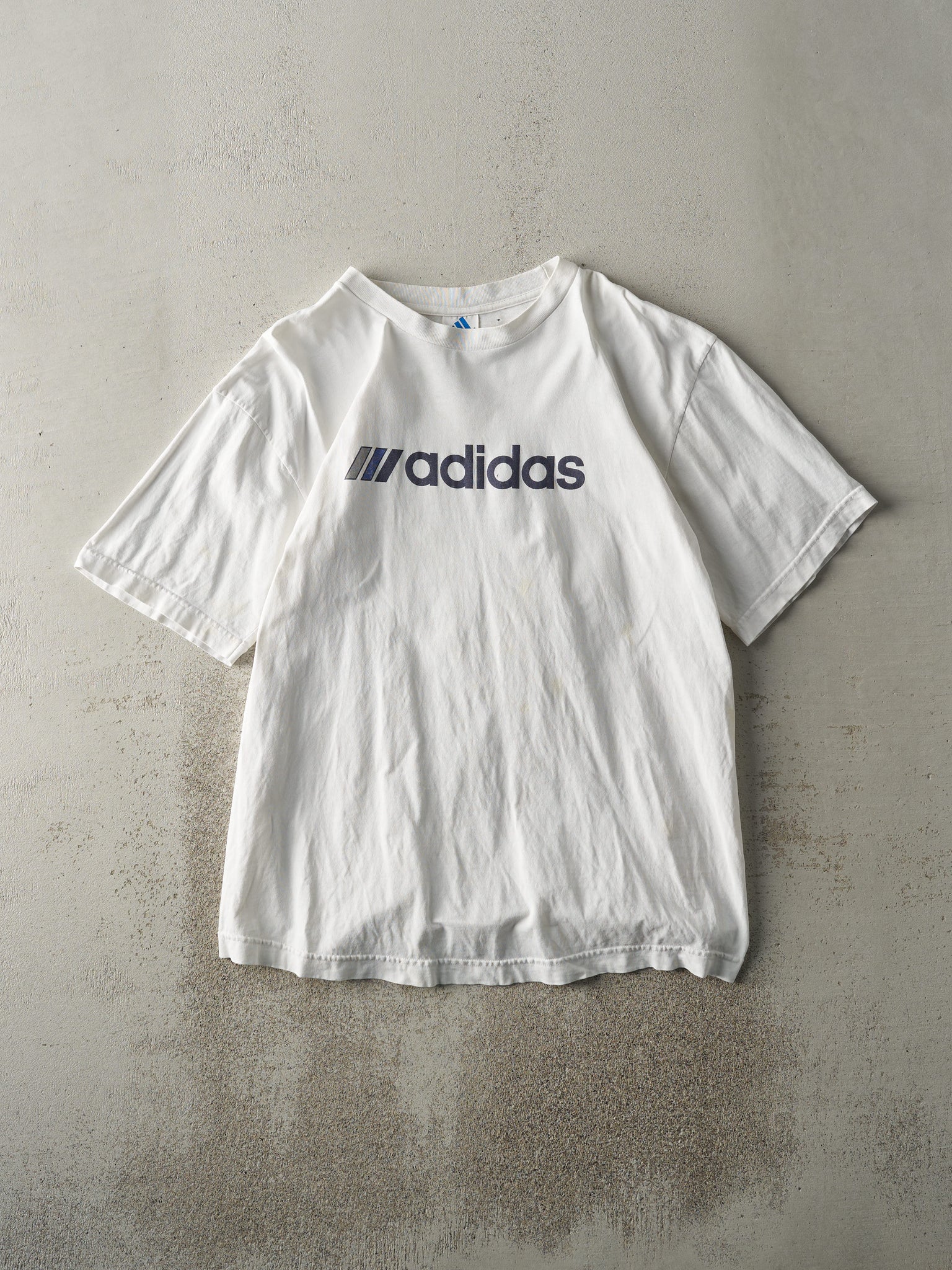 Vintage 90s White Adidas Logo Tee (M/L)