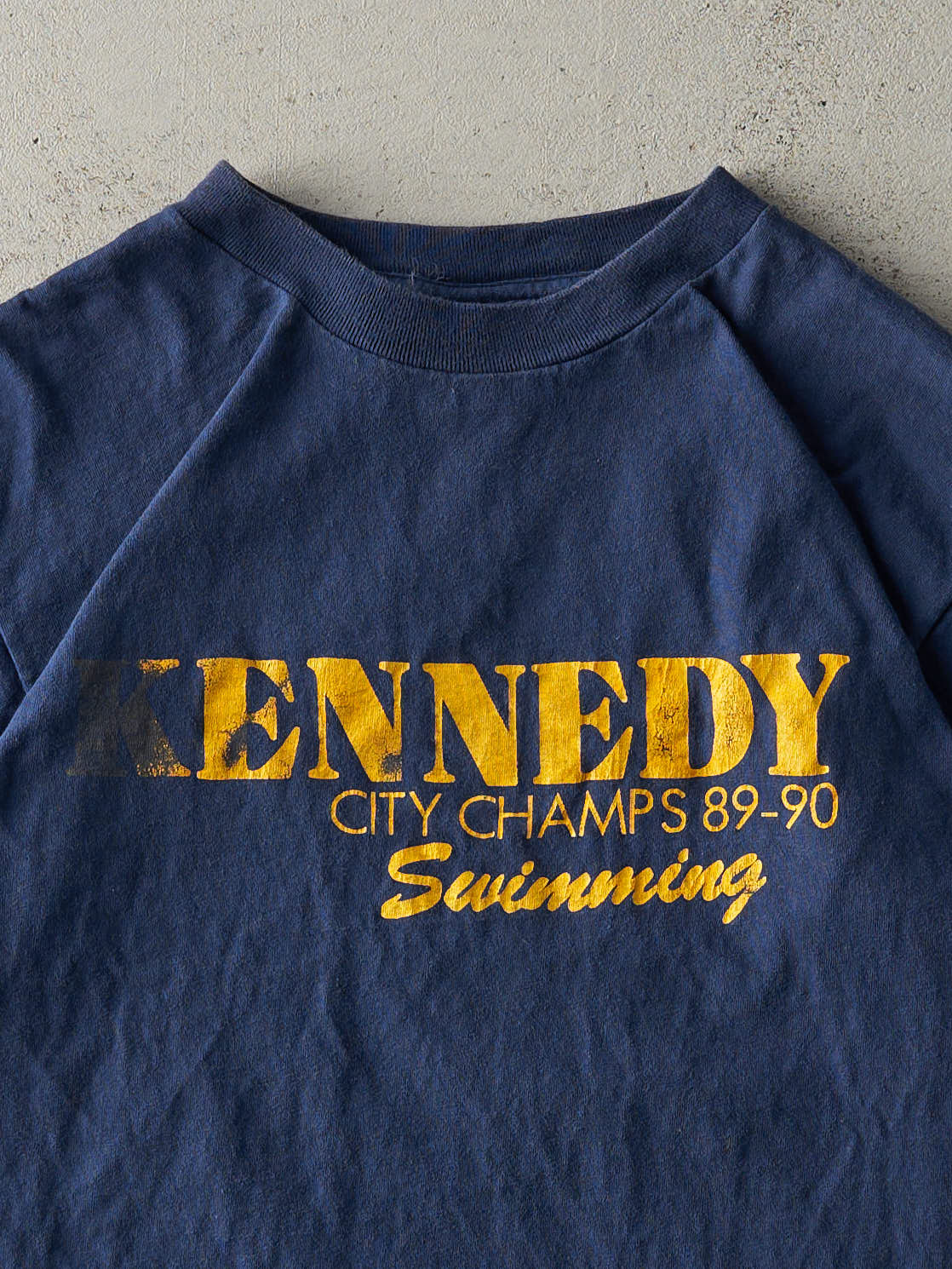 Vintage 90' Navy Blue Kennedy Swimming Champs Single Stitch Tee (M)