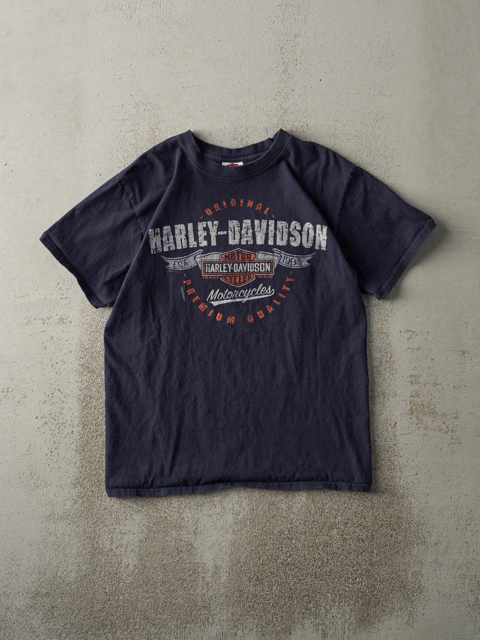 14' Faded Navy Blue St. Augustine Florida Harley Davidson Tee (S)