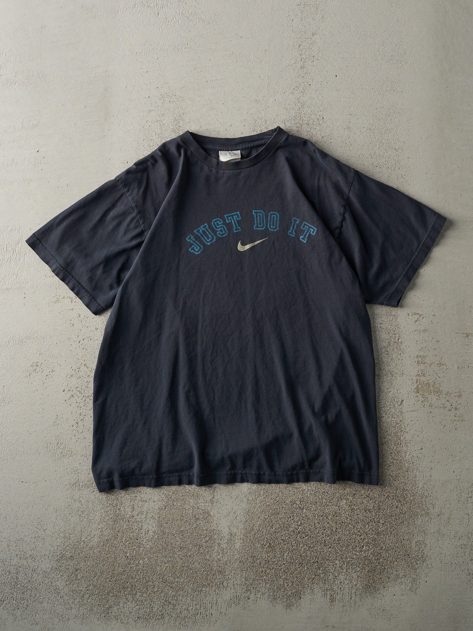 Vintage Y2K Navy Blue Nike Just Do It Tee (L)