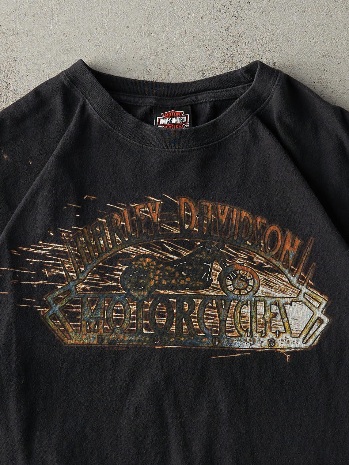 Vintage 08' Black Cement City Michigan Harley Davidson Tee (L)