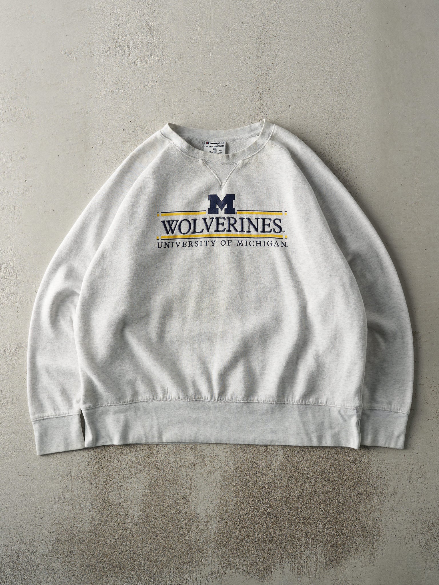 Vintage 90s Heather Grey University of Michigan Wolverines Crewneck (XL)