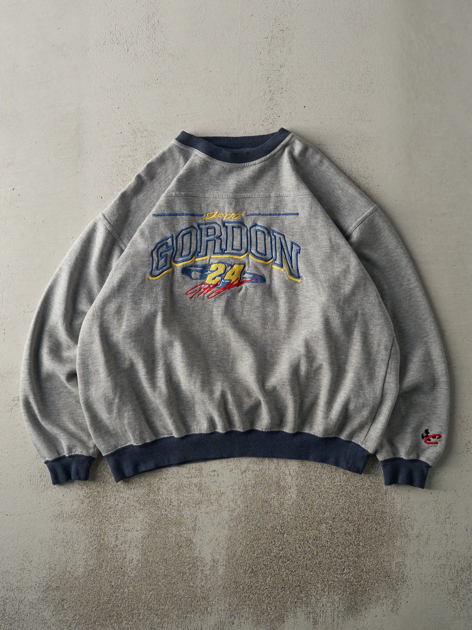 Vintage 90s Grey & Navy Jeff Gordon Nascar Embroidered Crewneck (XL)