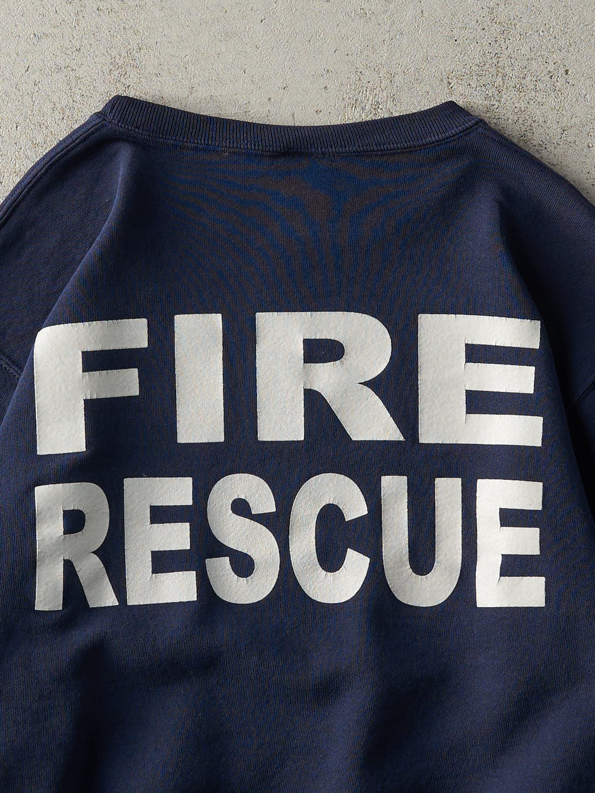 Vintage 90s Navy Blue Russell Athletic Edmonton Fire Rescue Crewneck (S/M)